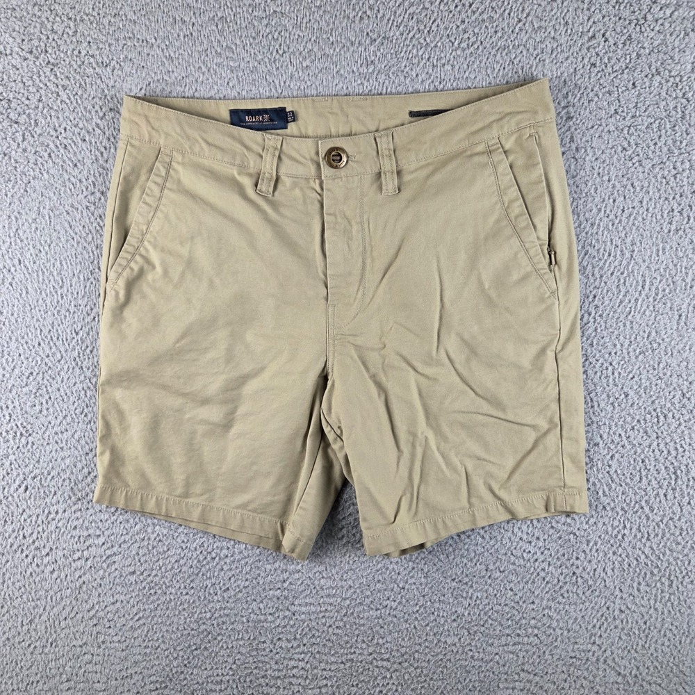 Roark Shorts Mens Size 32 Khaki Chino Cotton Nylon Blend Stretch 7.5" Inseam